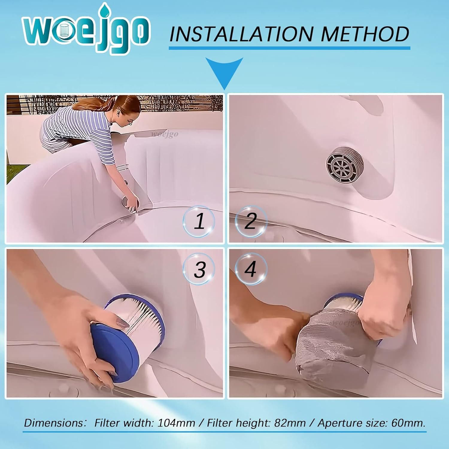 FELIXLEO Pool-Filterkartusche Spa Filterkartusche Whirlpool Filter mit Gewinde 4 Stück