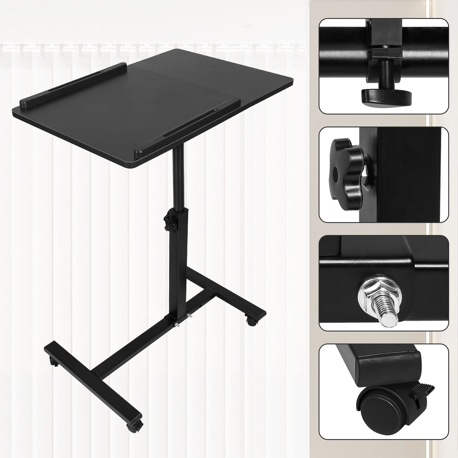 Beistelltisch Laptoptisch, PC Tisch für Büro, C Form mit 360° Drehfunktion