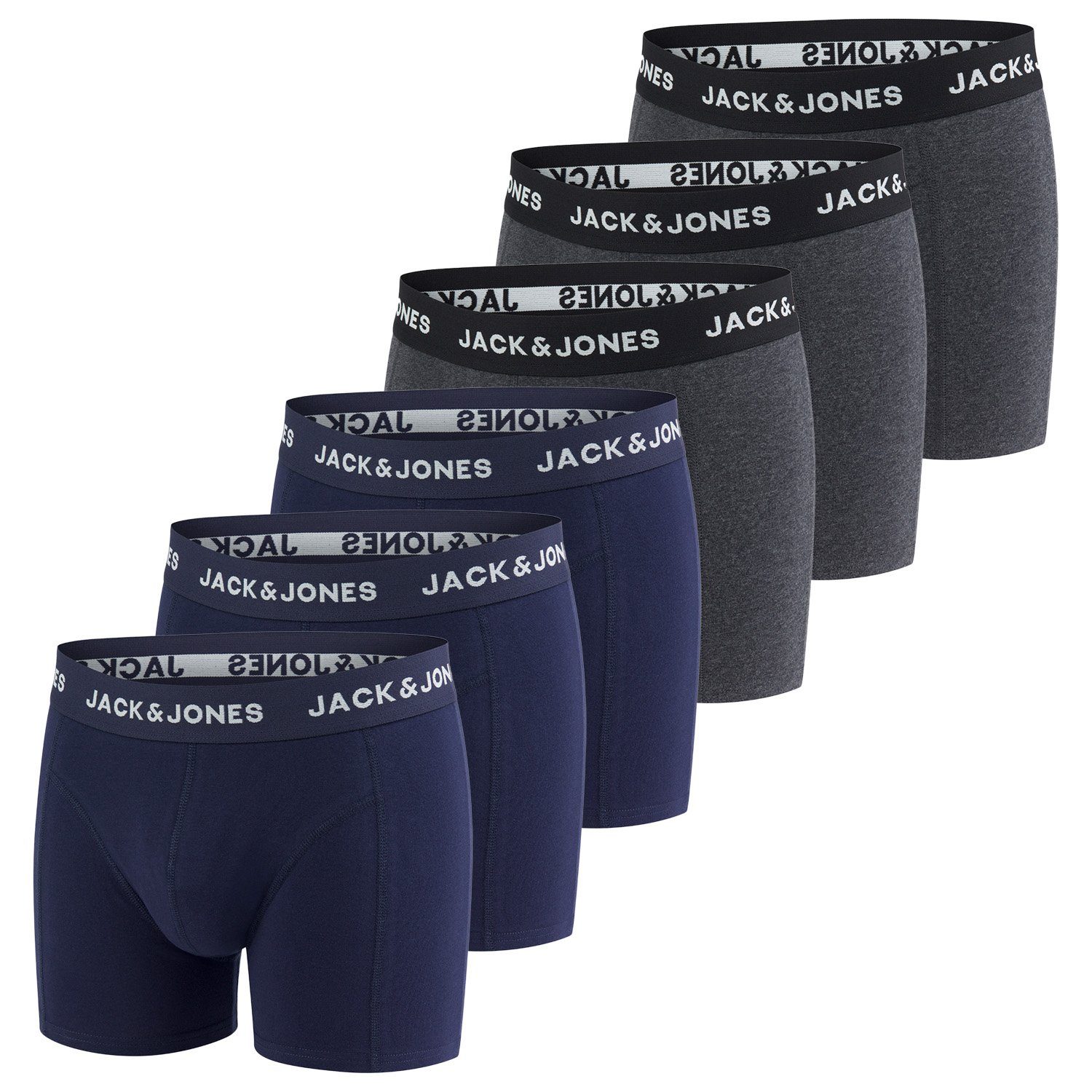 Jack & Jones Boxershorts Herren Retroshorts 6er Pack Basic Trunks (Vorteilspack, 6-St) Unterhosen mit Stretch Pack 5