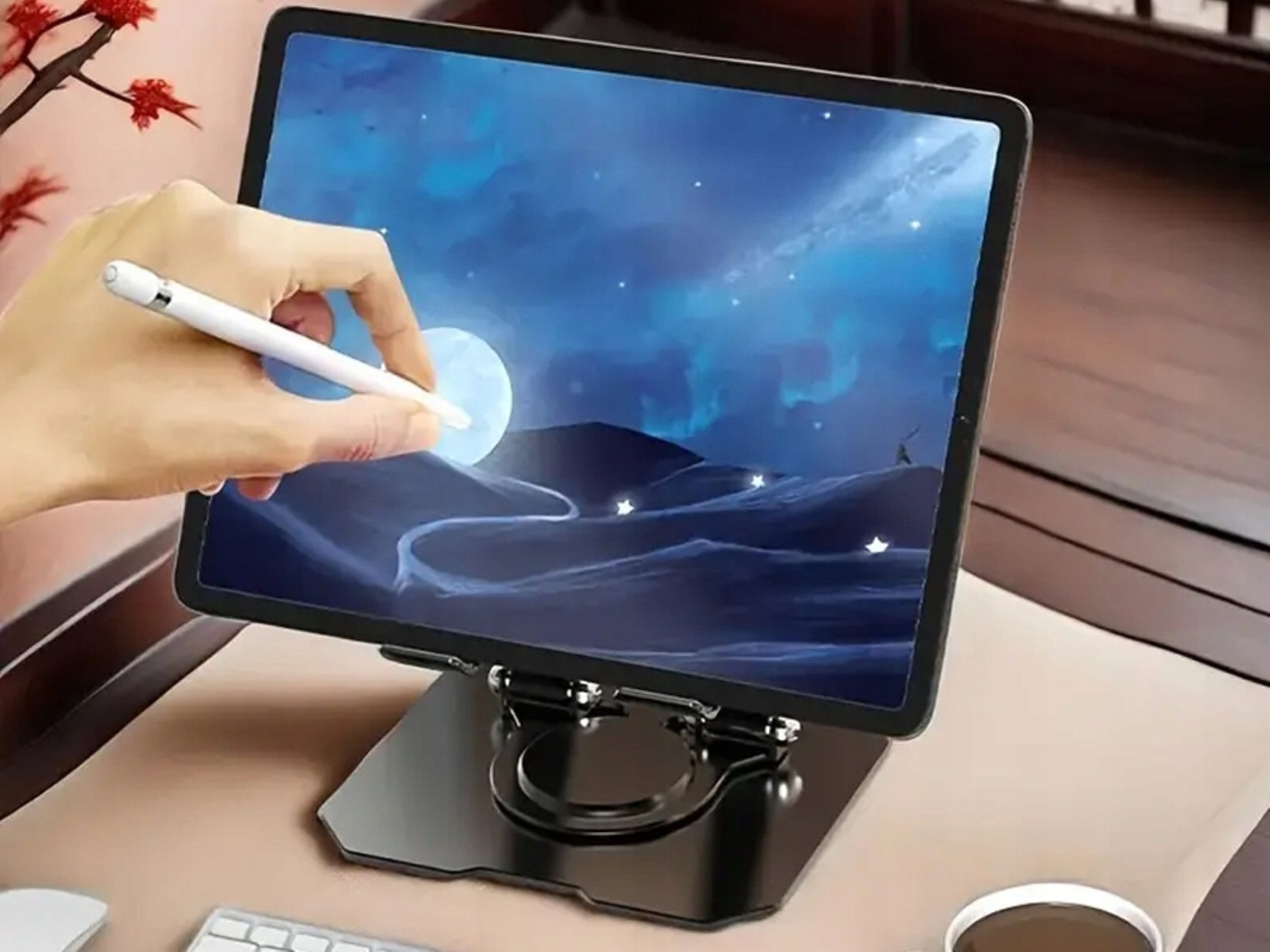 Verkgroup Handy-Halterung Tabletständer 4-16 Zoll verstellbar 360° Drehung Metall Halterung, (bis 16 Zoll, Tabletständer 4-16 Zoll Metall 360° drehbar faltbar, Metall Tabletständer für Smartphones und Tablets mit Standfuß, 360° drehbar, faltbar, verstellbarer Winkel, Metallkonstruktion)