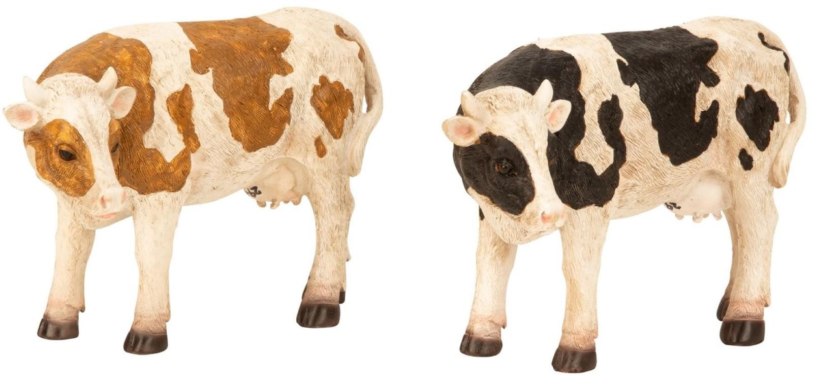 Geschenkestadl Tierfigur 2 Kühe Kuhfiguren 16cm braun/schwarz Tierfigur Dekoration Garten (2 St)