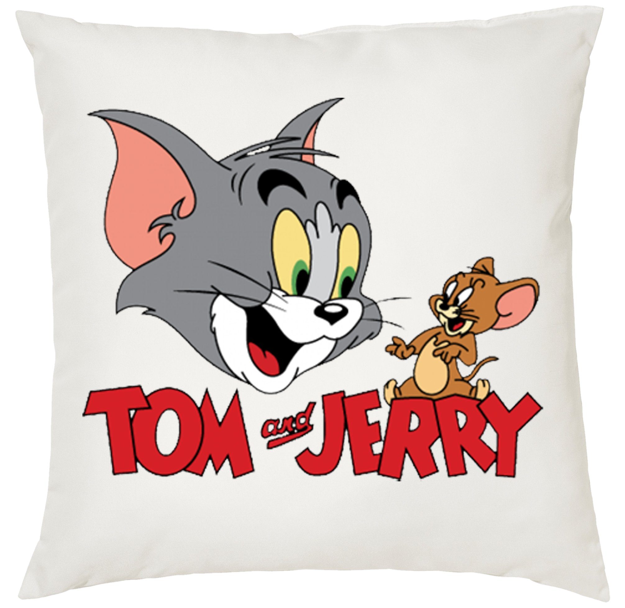 Blondie & Brownie Dekokissen Tom Jerry Cartoon Comic Käse Katze Maus Kissen mit Füllung Weiß