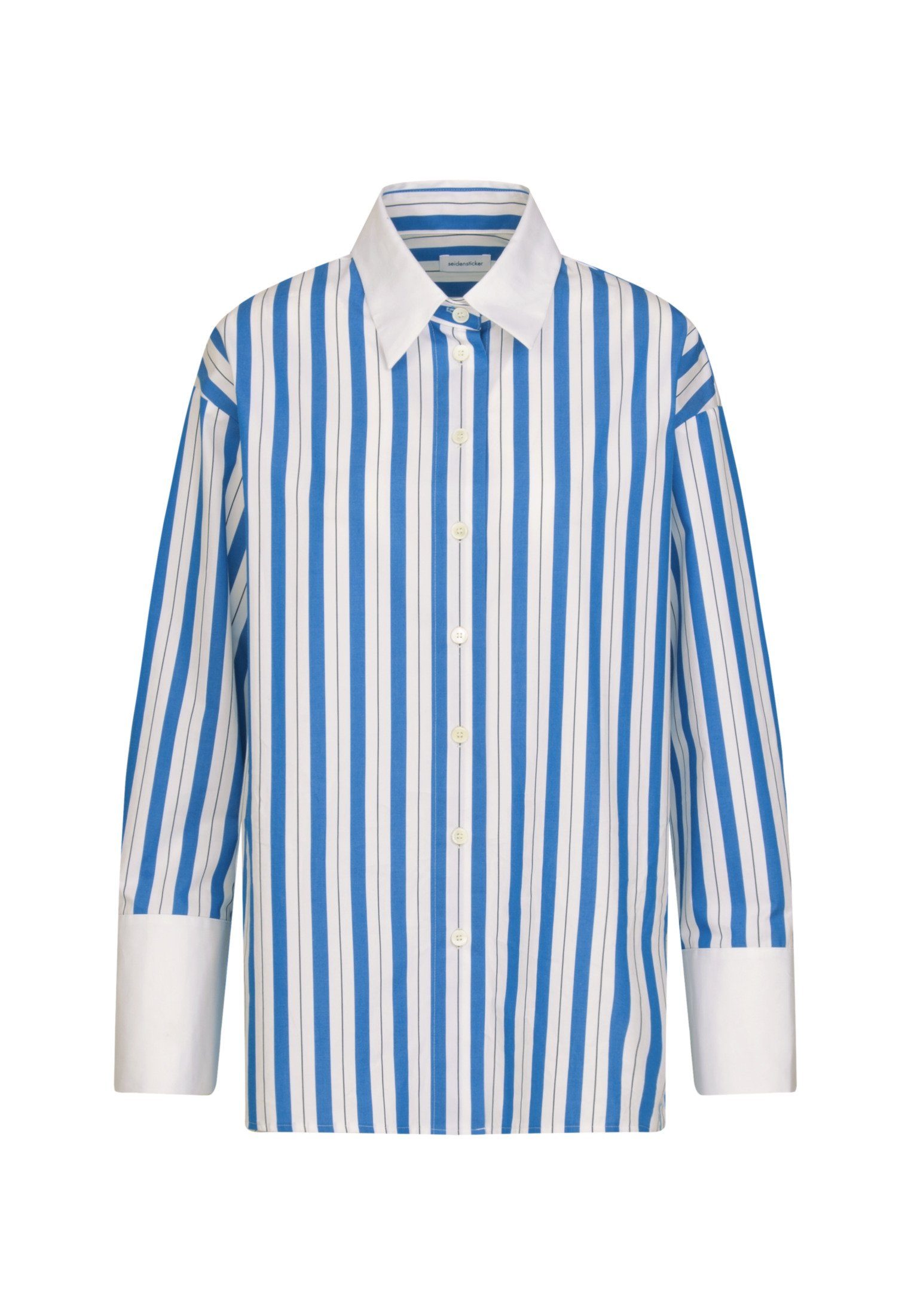 seidensticker Hemdbluse Schwarze Rose Langarm Kragen Streifen