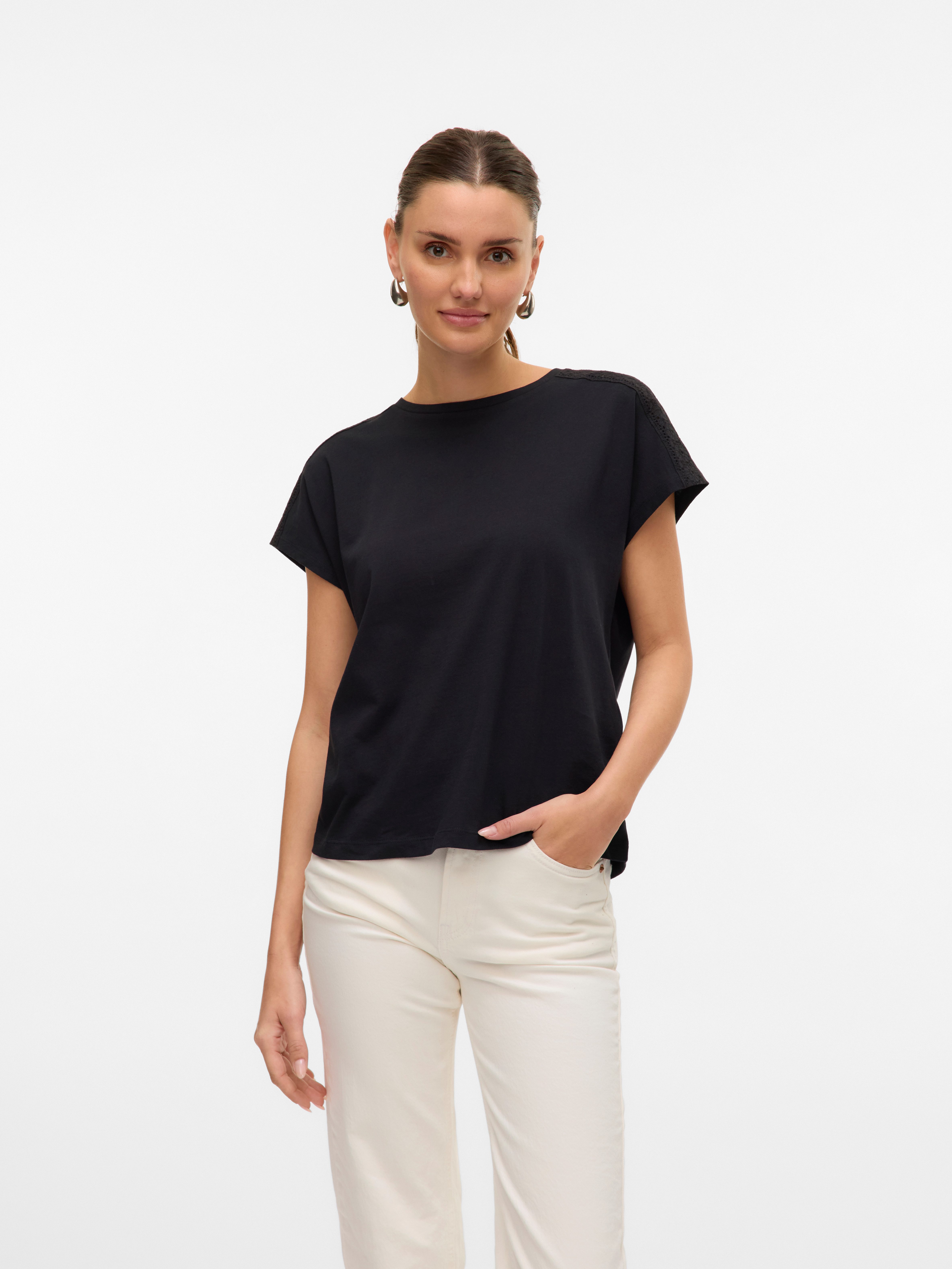 Vero Moda Kurzarmshirt VMEMMY SS LACE TAPE TOP JRS GA NOOS günstig online kaufen