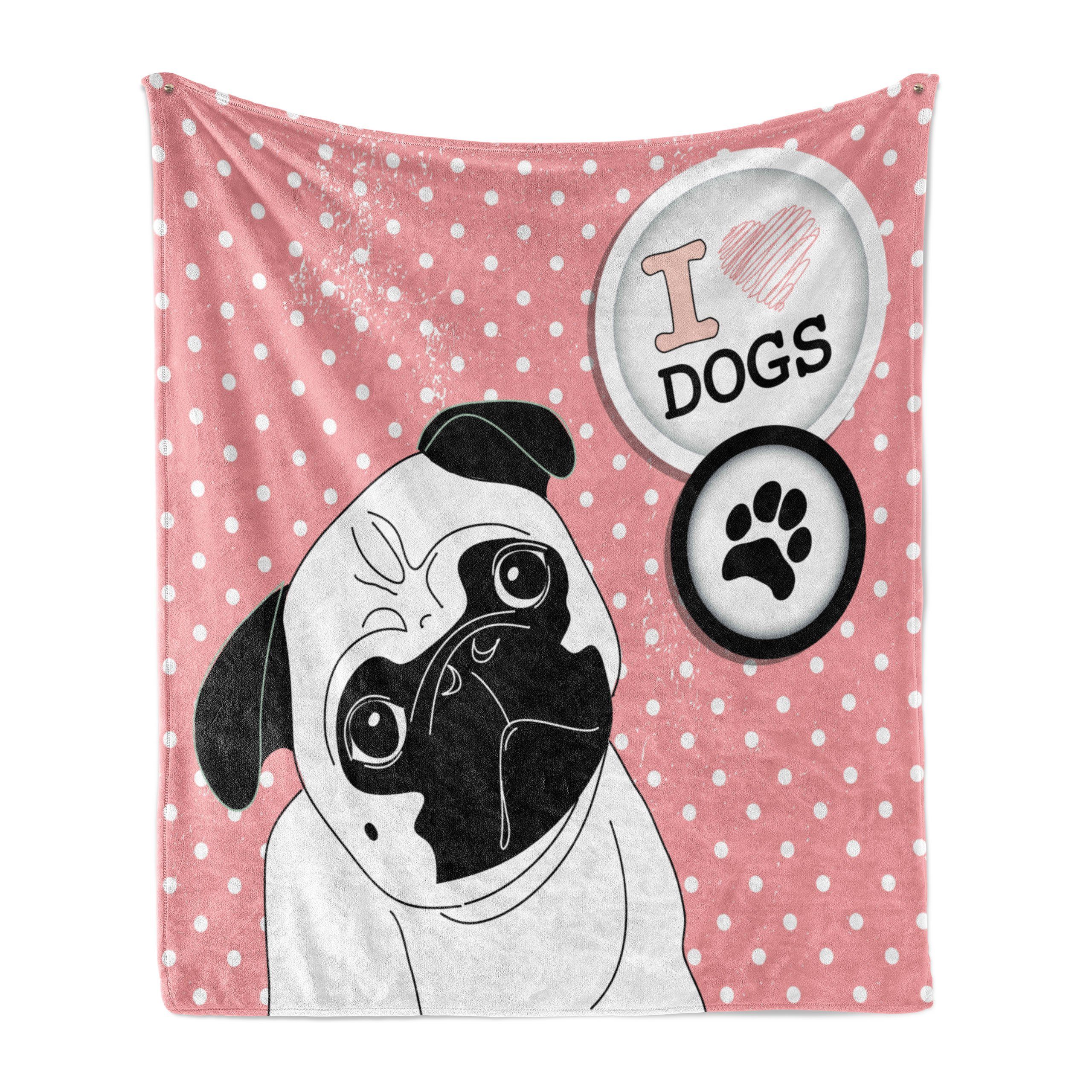 Wohndecke Gemütlicher Plüsch für Außenbereich, den Innen- Abakuhaus, und Mops Love I Dogs-Tatzen-Druck-Logo