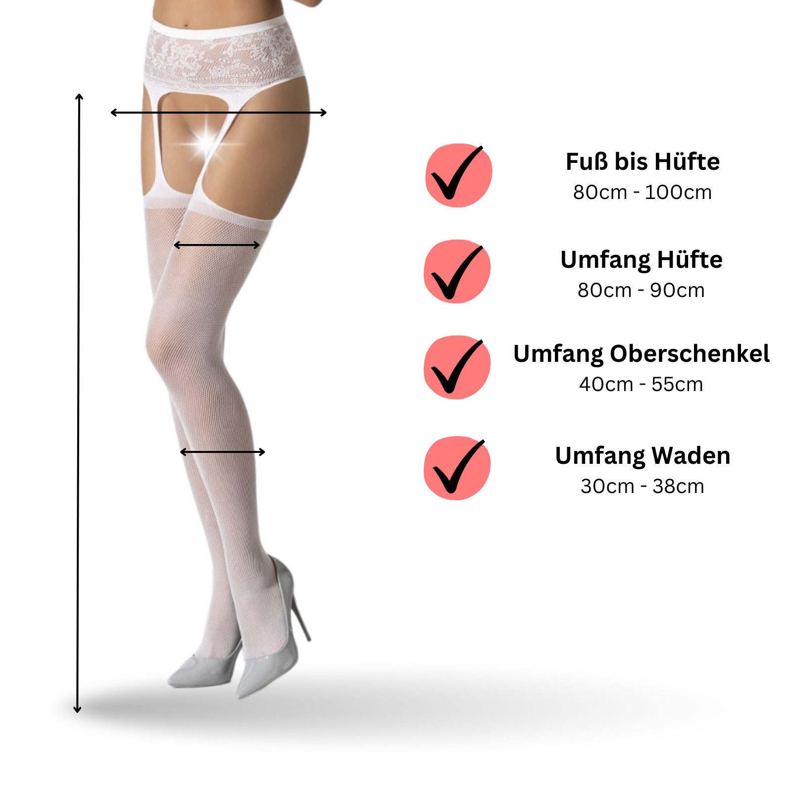 Lovelyness Strapsstrümpfe - Strapse Erotik Dessous - Mit offenem Schritt und Muster - S028 Offener Schritt