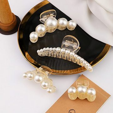 Fivejoy Haarclip 4 Stück große Perlen-Haarklammern für Frauen und Mädchen, 1-tlg., modisches Haar-Zubehör, Kopfbedeckung