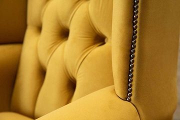 JVmoebel Ohrensessel Gelber Chesterfield Ohrensessel Einsitzer Sofa Couch Polster Samt (Ohrensessel), Made In Europe