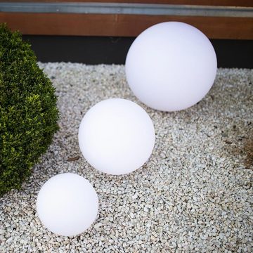 Licht-Trend Gartenleuchte Akku LED-Kugellampe Globe 50cm mit App-Steuerung Weiß