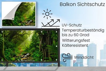 MuchoWow Balkonsichtschutz Dschungel - Wasser - Laub - Sonne - Natur (1-St) Balkonbanner, Sichtschutz für den Balkon, Robustes und wetterfest