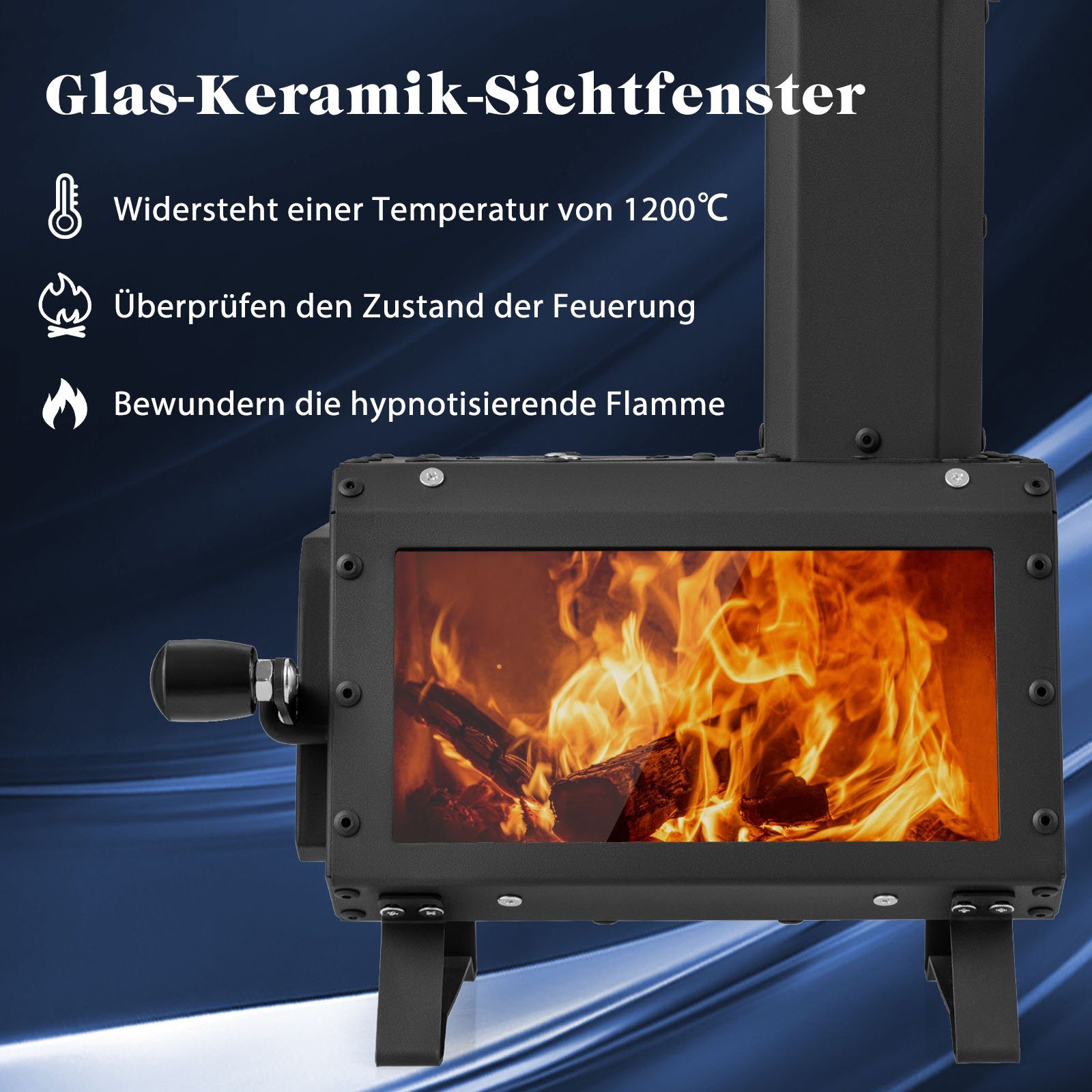 COSTWAY Fire Pit, Charcoal, Outdoor BBQ Camping Wood Stove