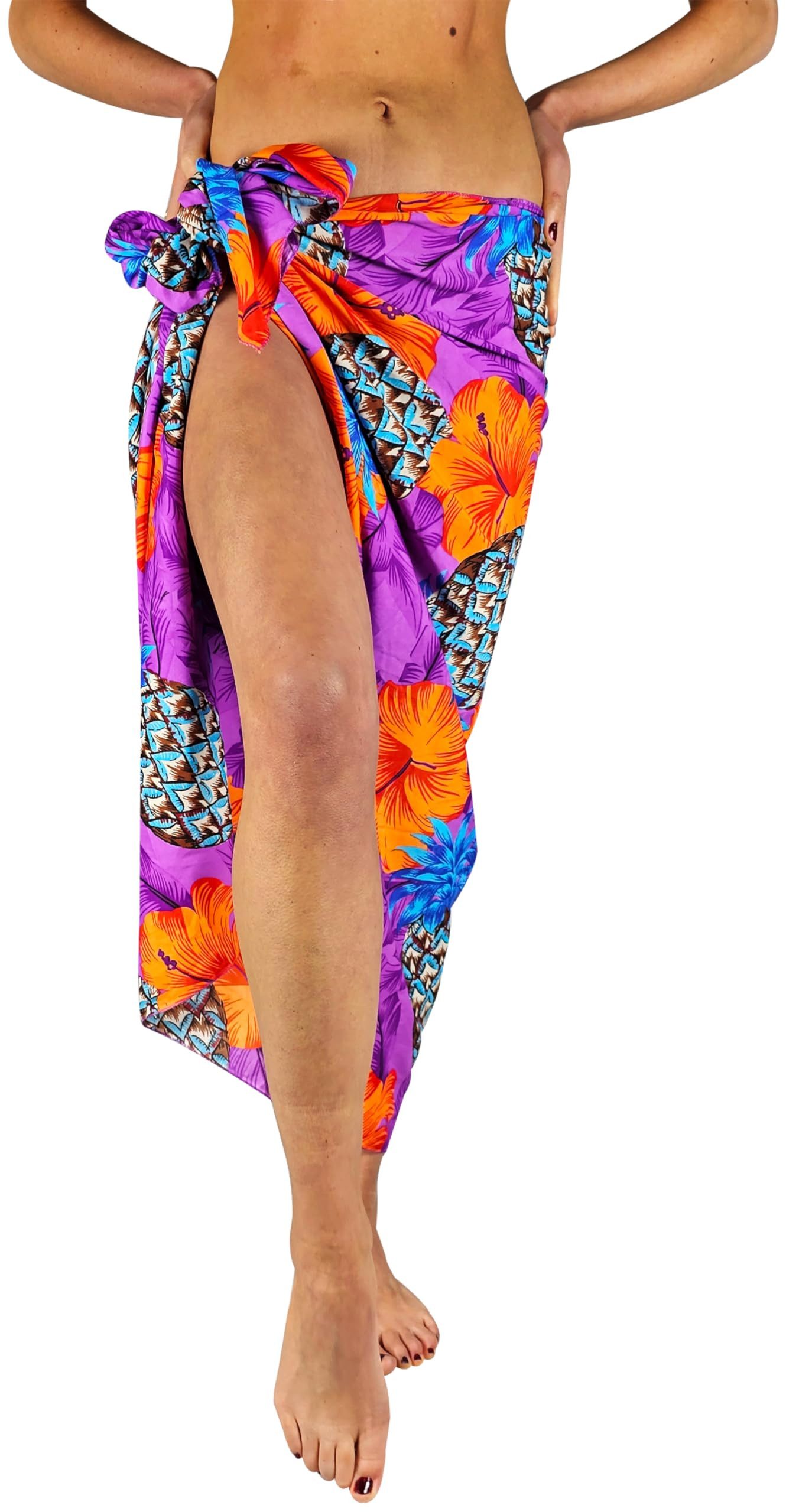 King Kameha Sarong Pineapple Hibiscus Funky Hawaii-Sarong Pareo Cover-Up Strand Bikini, Pareo Cover-Up