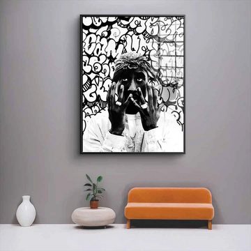 DOTCOMCANVAS® Acrylglasbild PRAY FOR HOPE XL - Acrylglas, Acrylglasbild Tupac Shakur 2pac schwarz weiß Portrait Wandbild Druck