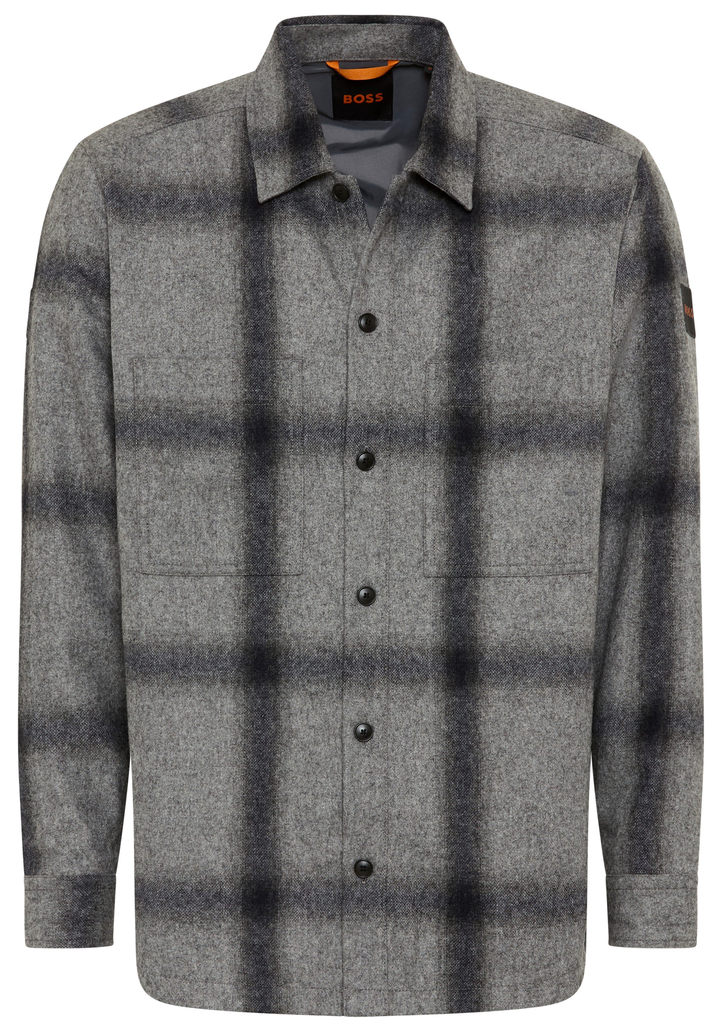 BOSS ORANGE Langarmhemd Locky melierte Wollmischung, Karo-Design, oversize günstig online kaufen