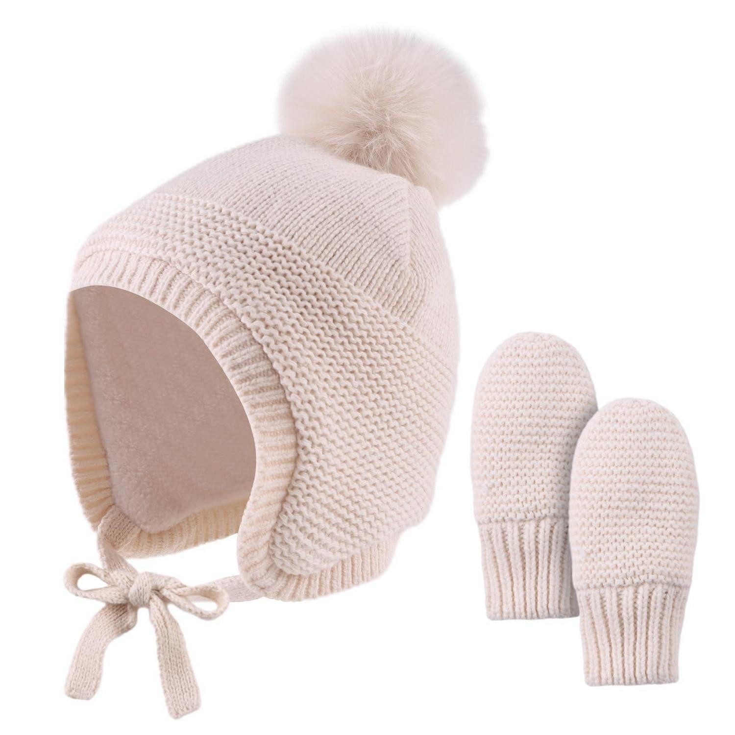 LuxusKollektion Ohrenmütze Baby Mütze mit Handschuhen Fleece (1-St)