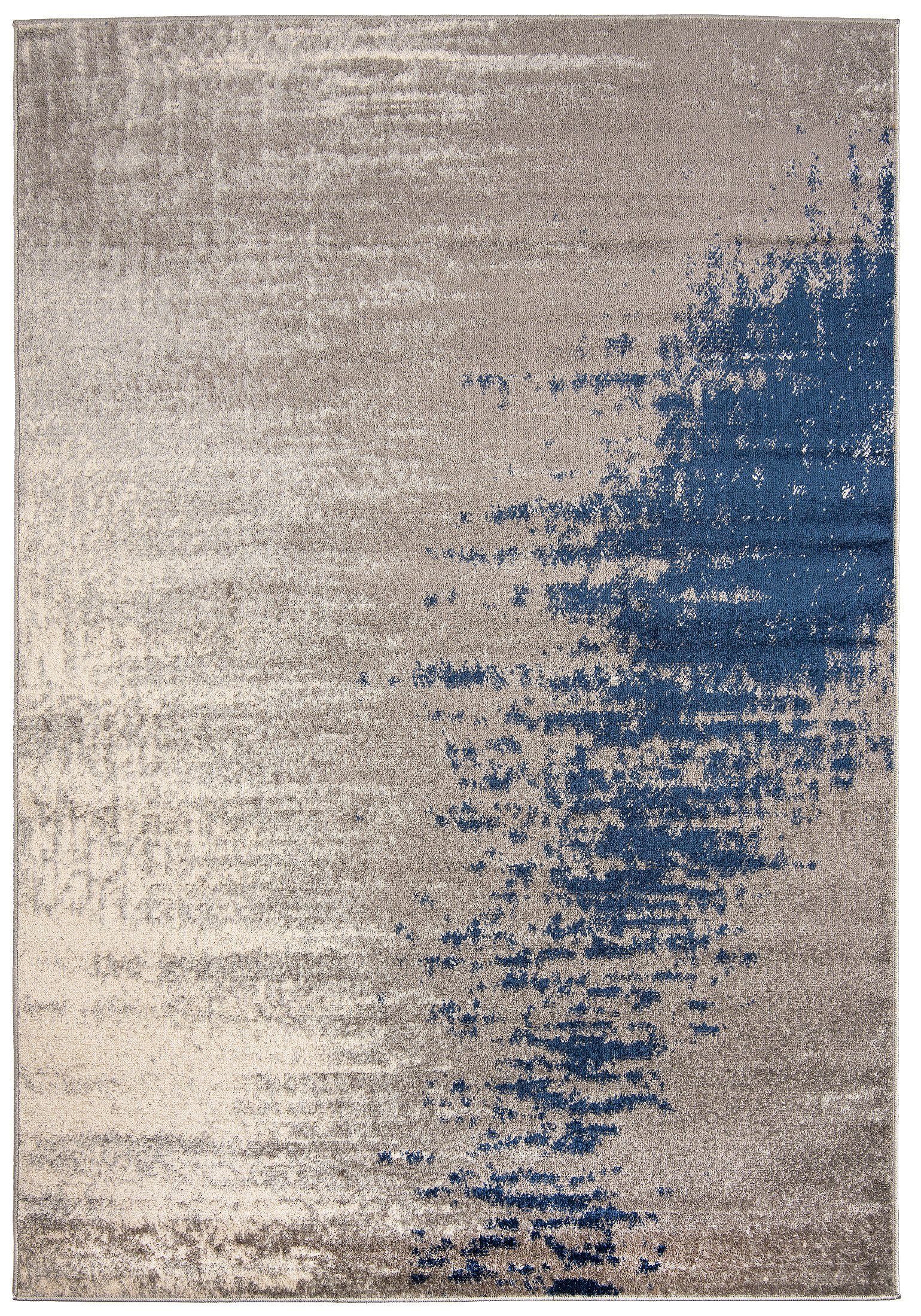 Designteppich Modern Teppich Abstrakt Muster Grau Blau farbe - Kurzflor, Mazovia, 120 x 170 cm, Geeignet für Fußbodenheizung, Höhe 7 mm, Kurzflor | Alle Teppiche