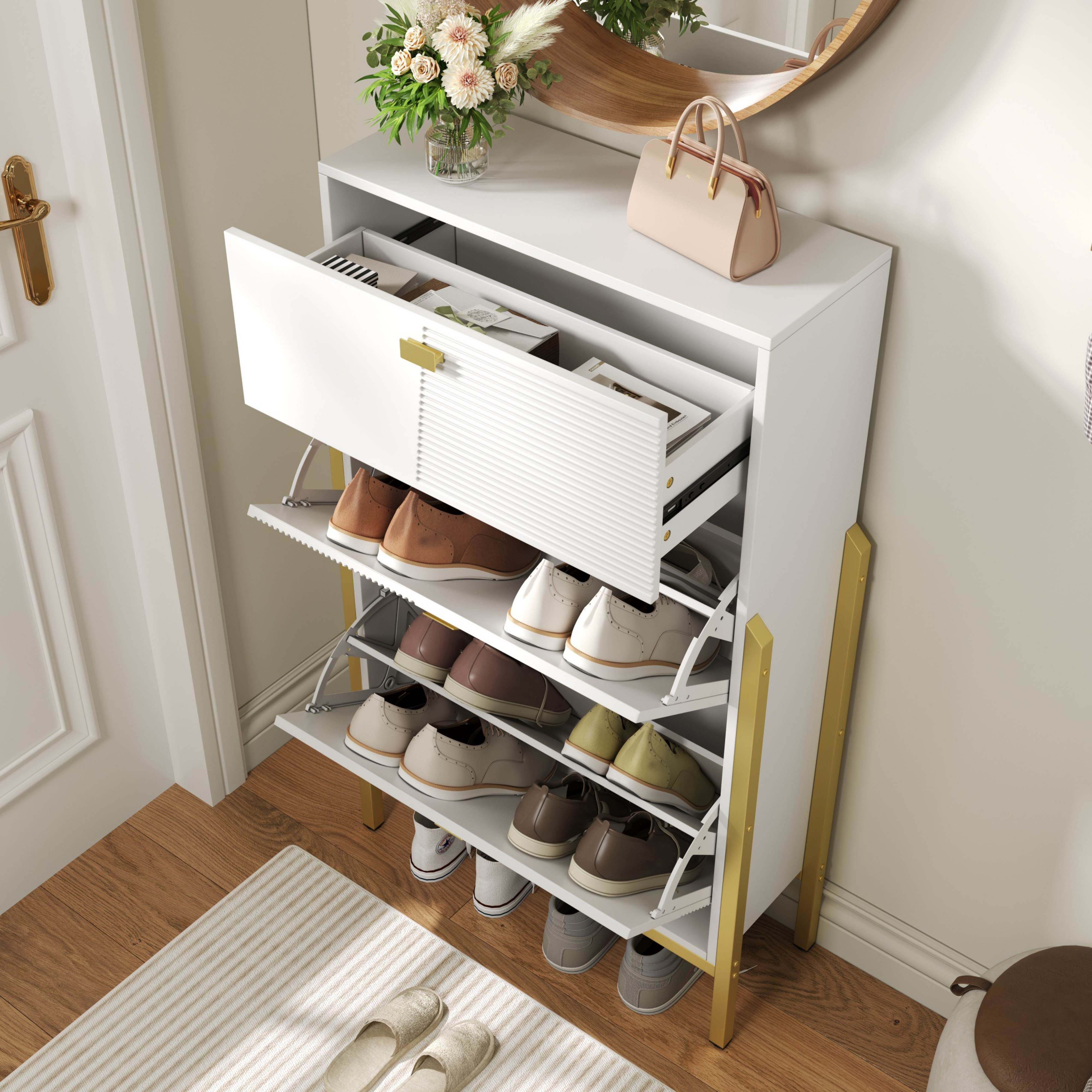 BlingBin Schuhschrank (1-St., Doppelschuhregal mit goldenen günstig online kaufen