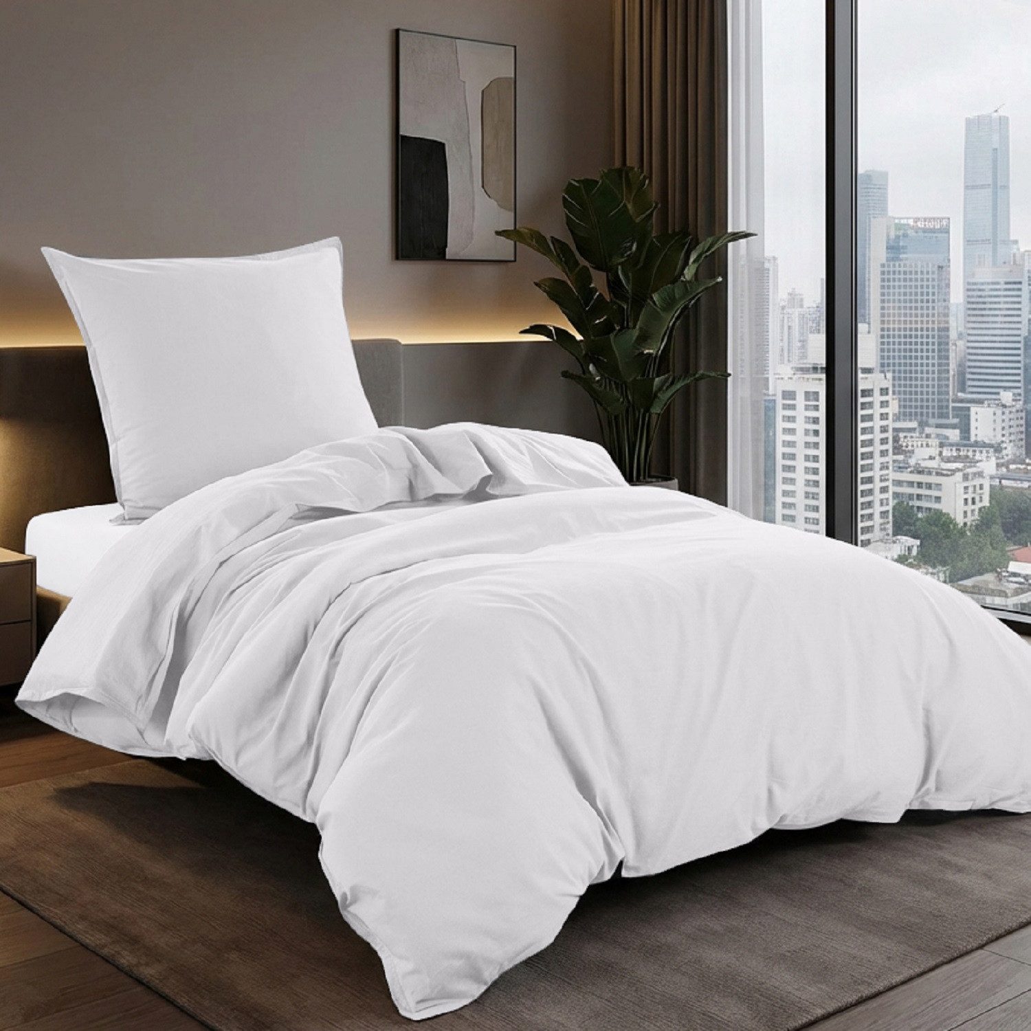 wometo Bettwäsche Stone Washed 135x200 Renforcé, Baumwolle, 2 teilig, OEKO-TEX®, 100% Baumwolle, Bettwäsche im Knitterlook mit Stehsaum