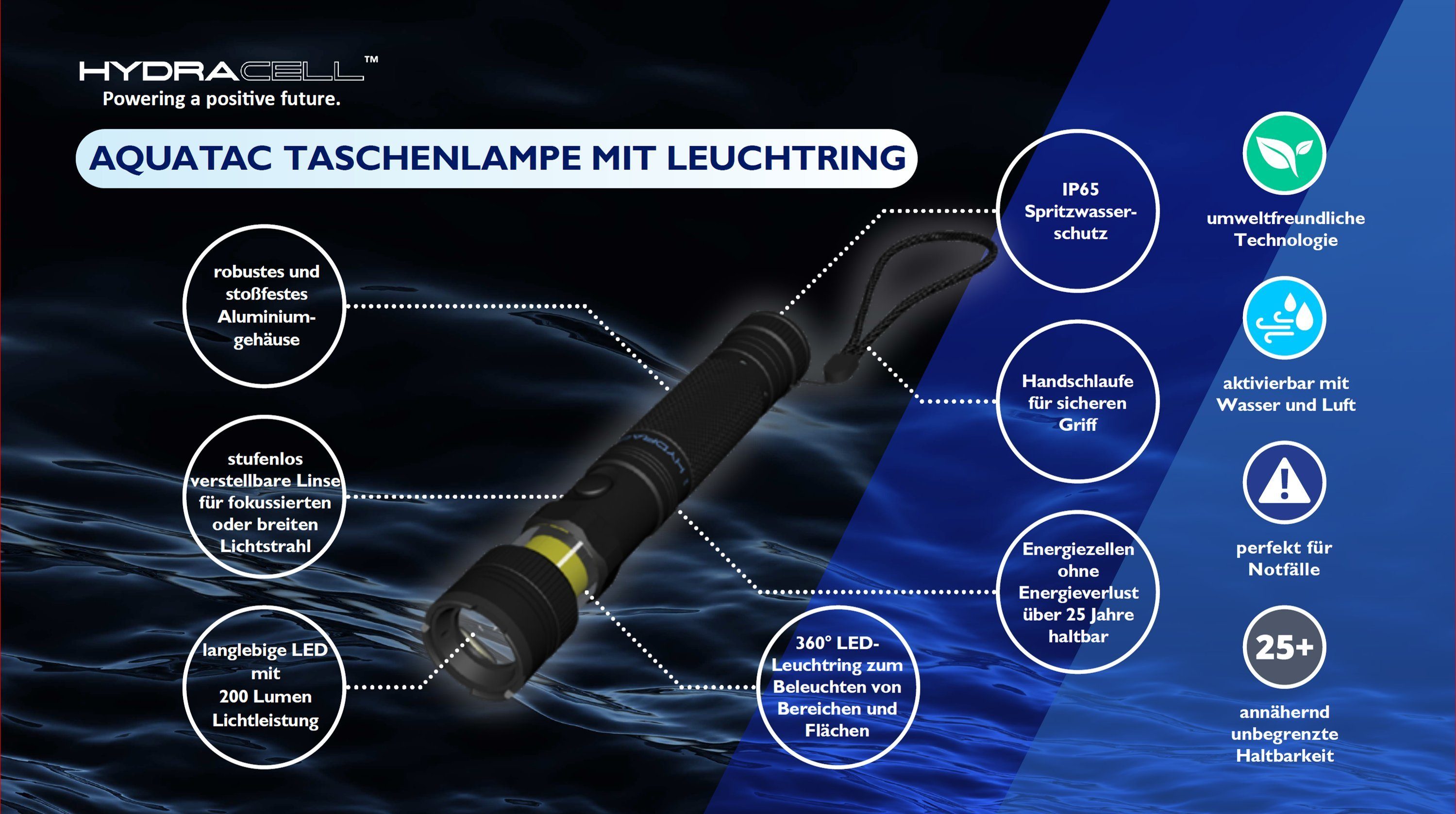 Taschenlampe LED AquaTac LED HydraCell Taschenlampe HydraCell