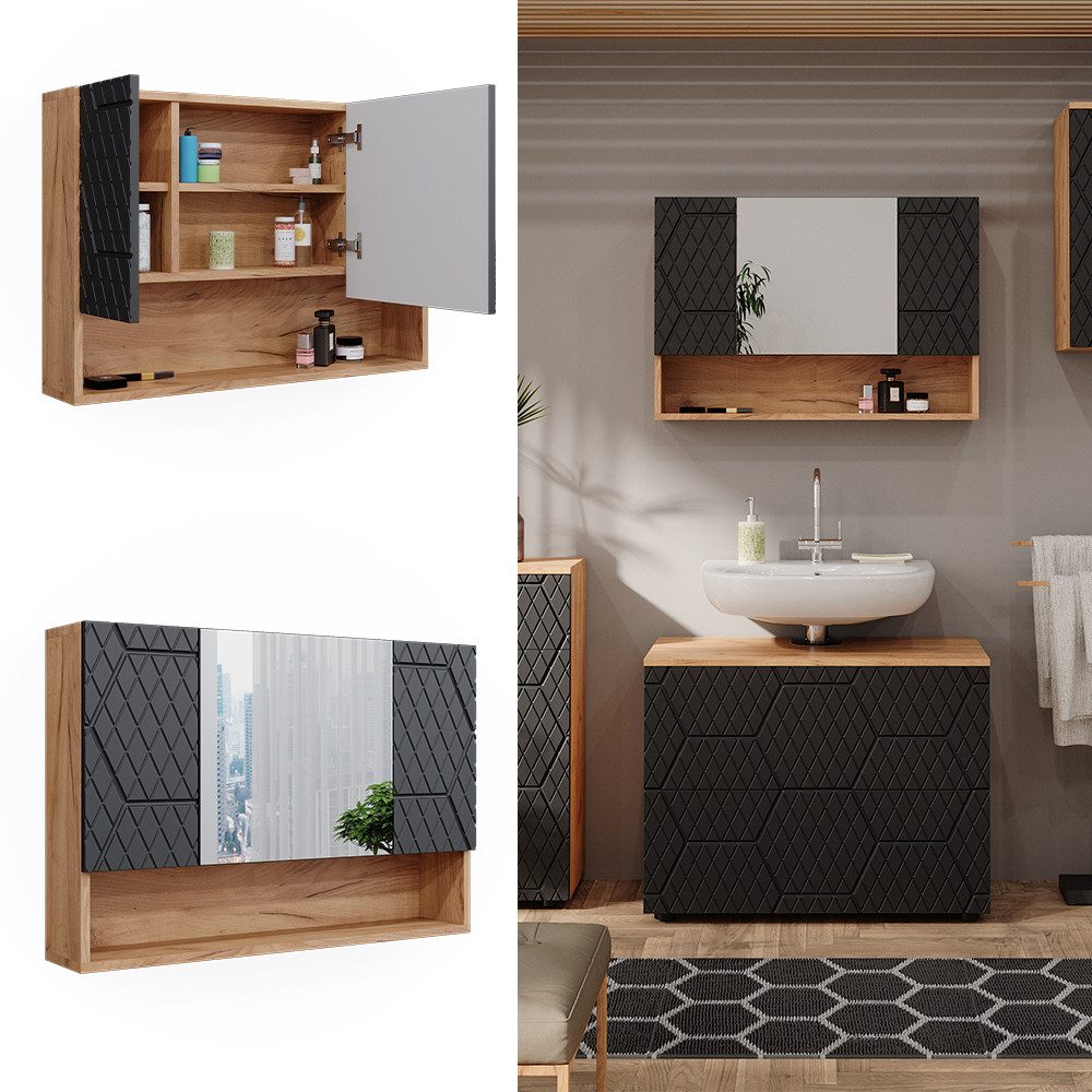 Vicco Badezimmerspiegelschrank Irma, Goldkraft Eiche/Anthrazit, 80.1 günstig online kaufen