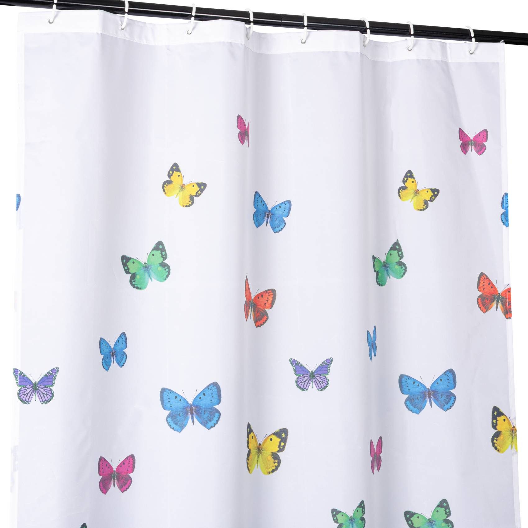 ANRO Duschvorhang FASTY Schmetterlinge Anti-Schimmel Polyester Badewanne Vorhang Breite 120 cm (Packung, 1-tlg., Duschvorhang inkl. Aufhängeringe), robuster Vorhang Stangenaufhängung 120x200cm Frühlingsdesign Bunt