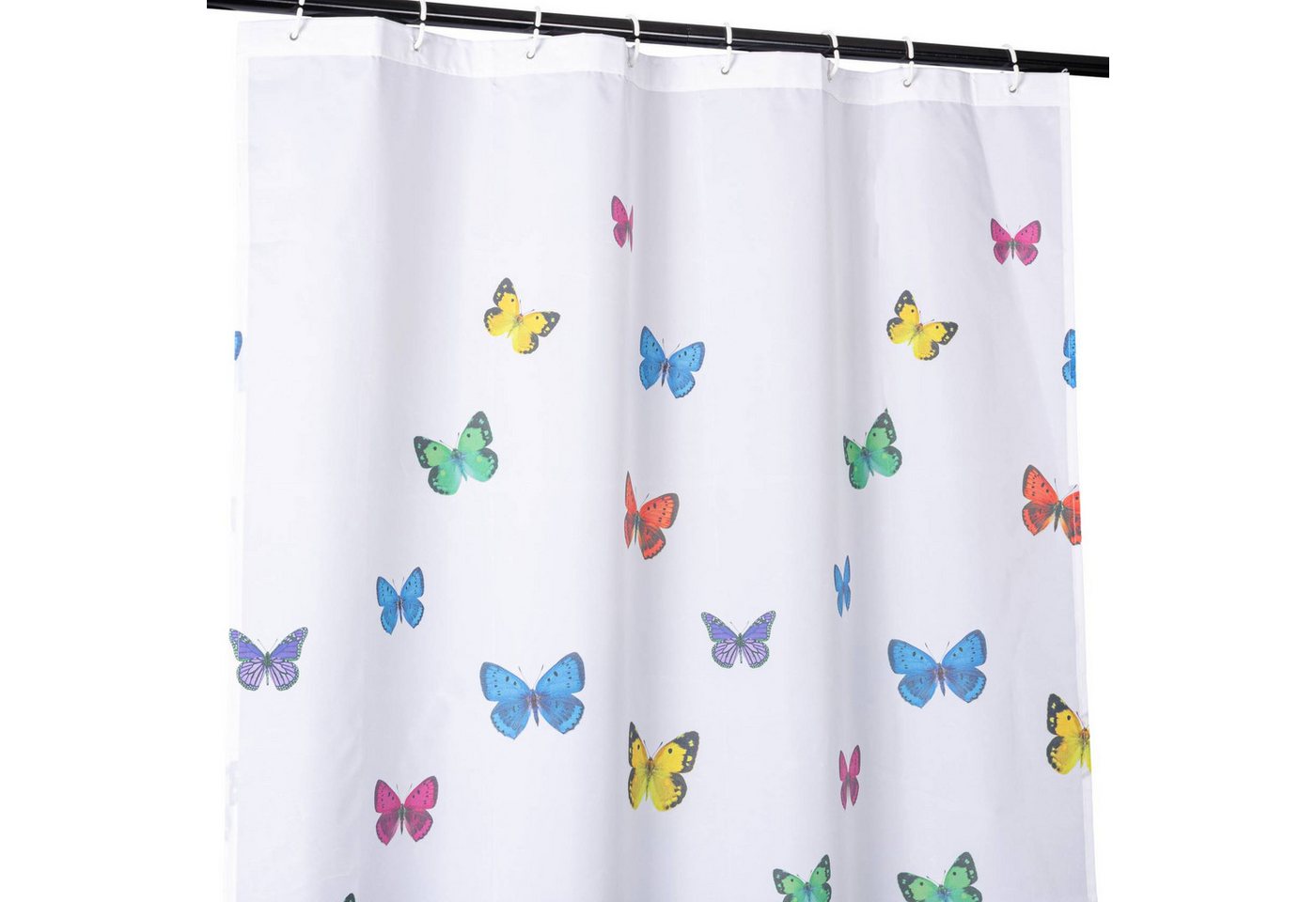 ANRO Duschvorhang FASTY Schmetterlinge Anti-Schimmel Polyester Badewanne Vorhang Breite 120 cm (Packung, 1-tlg., Duschvorhang inkl. Aufhängeringe), robuster Vorhang Stangenaufhängung 120x200cm Frühlingsdesign Bunt