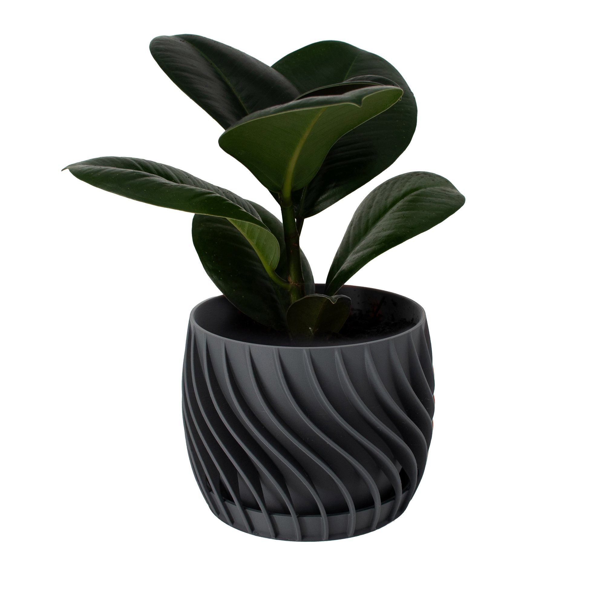 Shapes - Decorations Blumentopf The Plant Pot - Blumentopf mit integriertem Unterteller, 100% 3D-Druck (Einzelmodell, 1 x Blumentopf mit integriertem Untersetzer), Spiraloptik