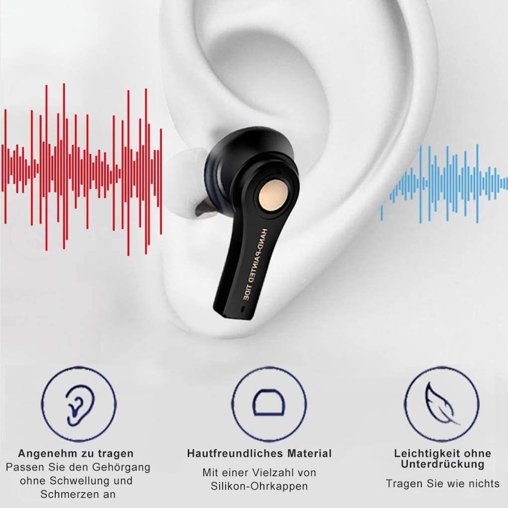 40 Kabellos In-Ear-Kopfhörer Wasserdichte, Wireless, Spielzeit) Kopfhörer Tastensteuerung, 5.0 Bluetooth IP6 Mutoy (True Bluetooth Stunden Kopfhörer, Schwarz Noise Cancelling