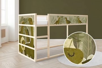 Unik Nordic Möbelfolie IKEA Kura Bett­aufkleber Set - Dinos 2-Sticker-Set Oben, (Set, 2St.}, Für die angebene Anzahl an Flächen zugeschnitten), selbstklebend, exakte Maße, wiederablösbar