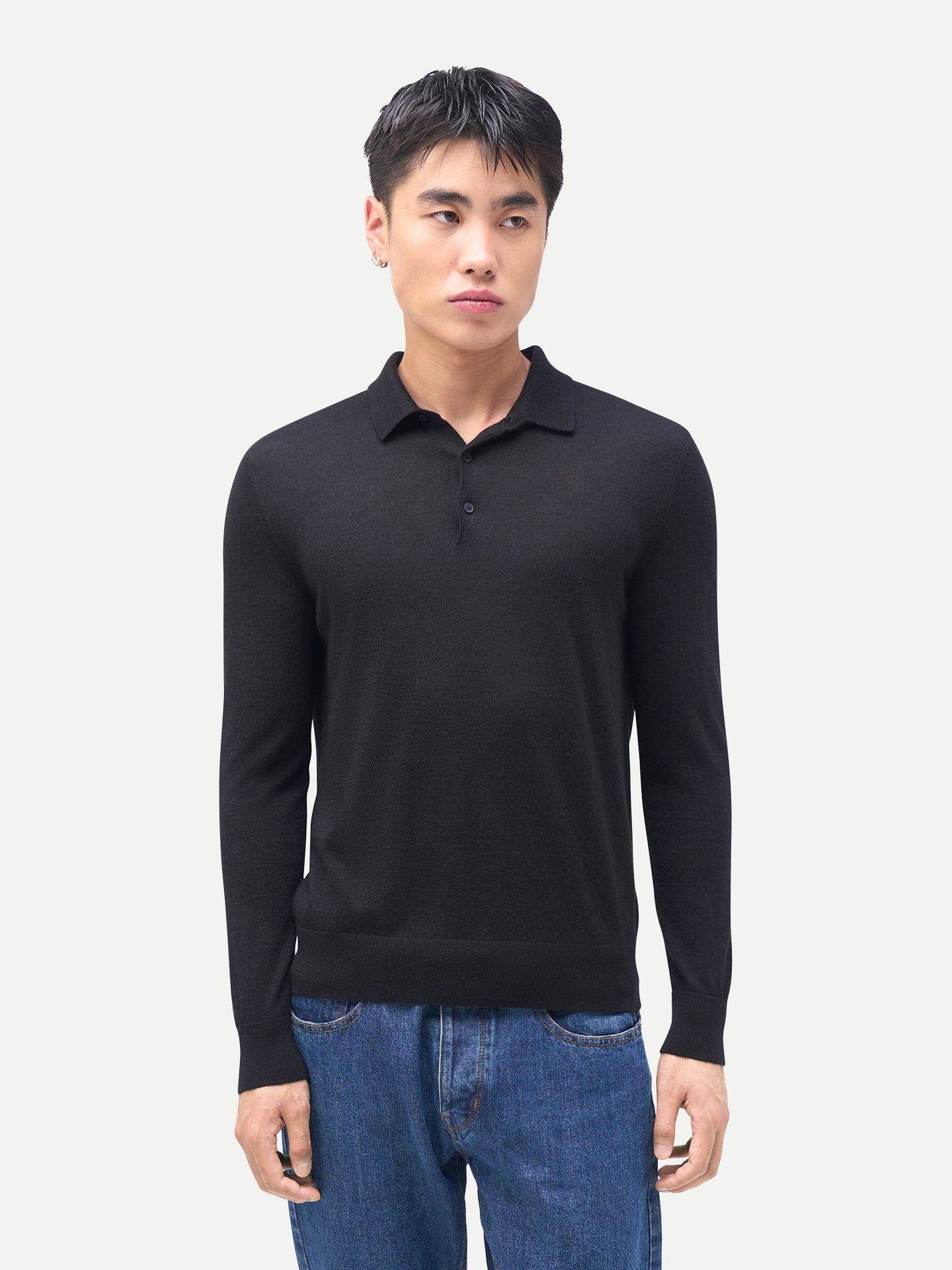 GOBI Cashmere Polokragenpullover Herren Klassisches Polo-Shirt mit langen Ärmeln