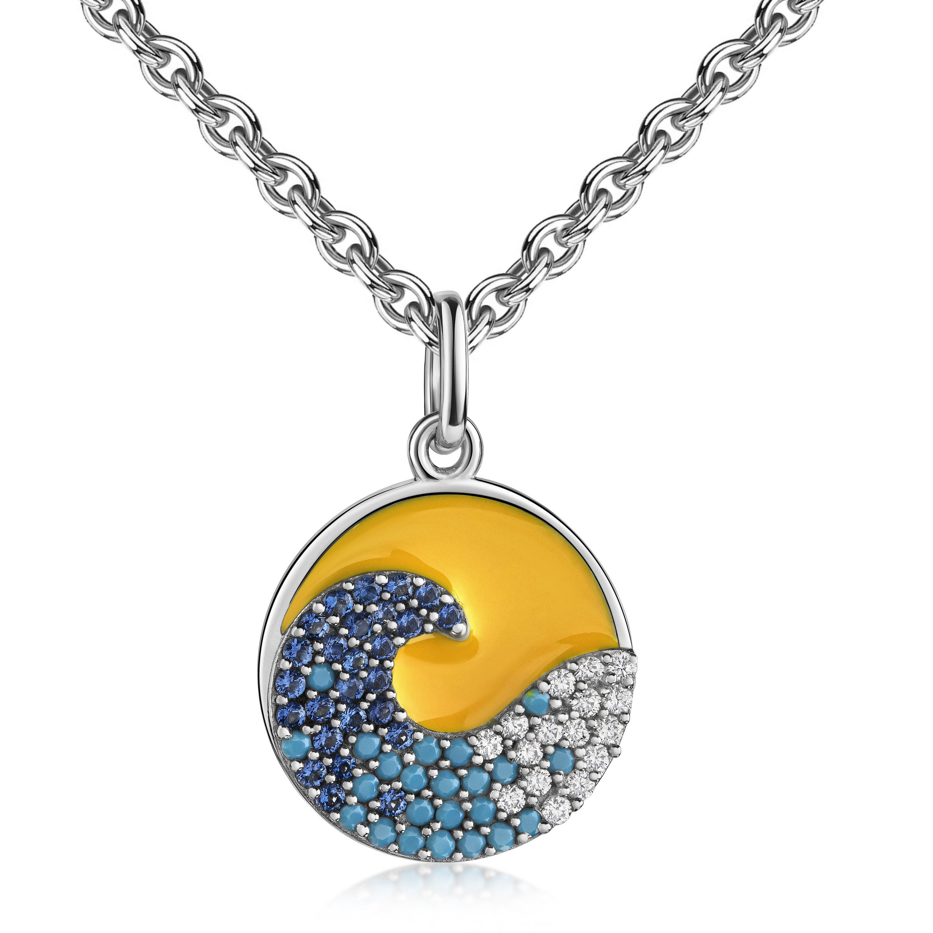 Kette mit Anhänger Schmuck Geschenk Silber 925 Halsschmuck Ankerkette Kreis Welle