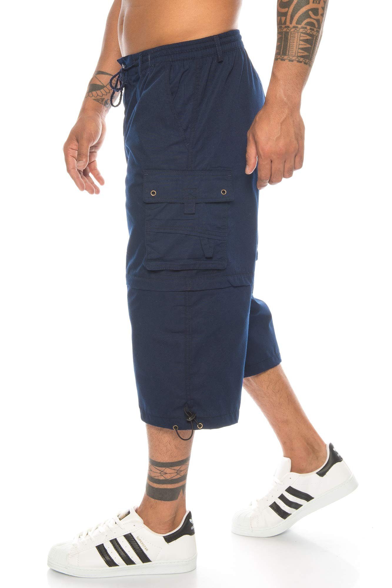 Kendindza Collection Cargobermudas Bermudas Herren Kurze Hose Herren 3/4 Hose Herren Cargo Taschen, Abnehmbare Beine, kurze hose herren, cargoshorts herren sommer Blau