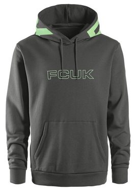 FCUK Hoodie in Regular Fit und Langarm, Sweatshirt mit Kapuze, Baumwollmischung