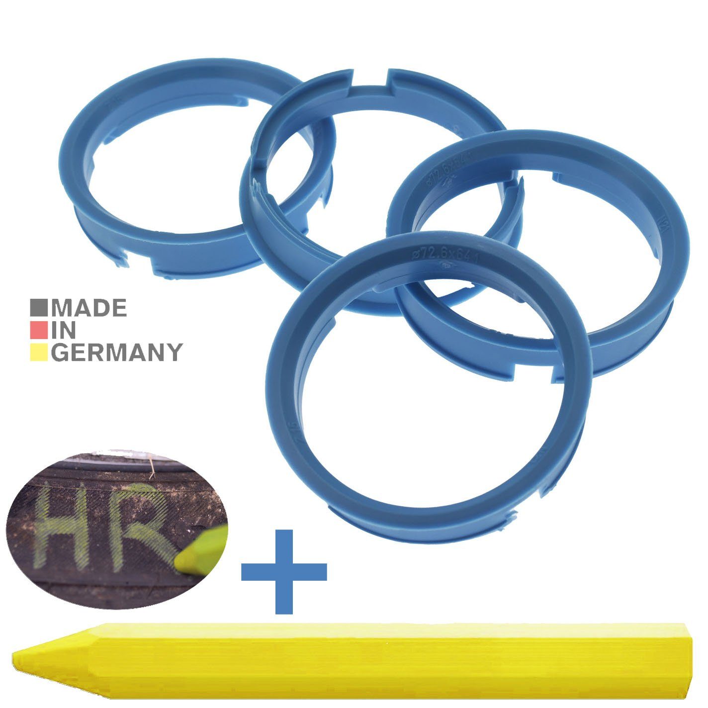 RKC Reifenstift 4X Zentrierringe Stift, Fett Reifen + x mm Kreide Ringe 72,6 1x Hellblau Maße: 64,2 Felgen