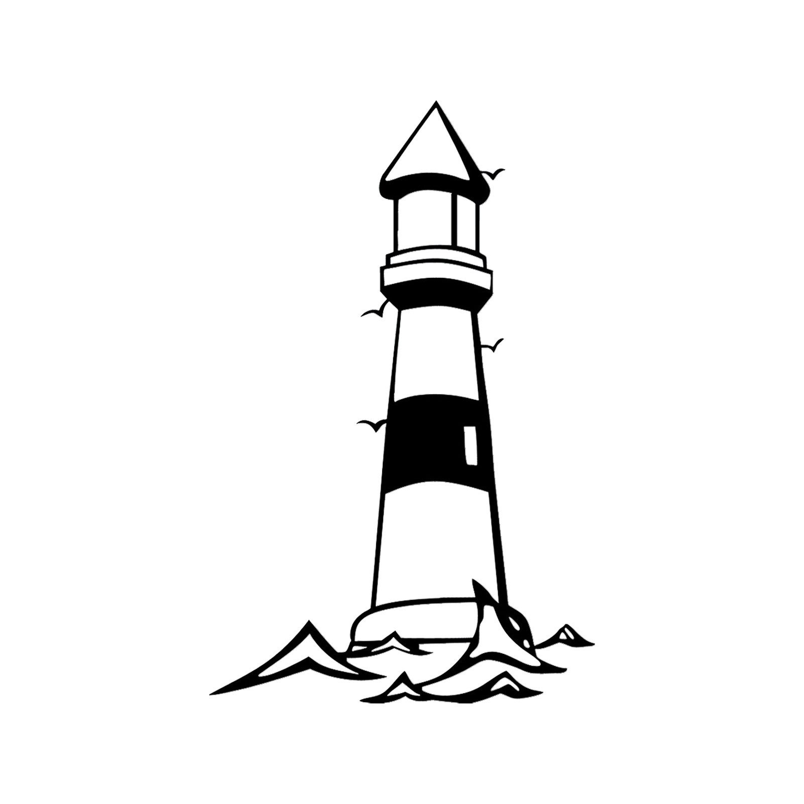 Jumpeak Wanddekoobjekt Leuchtturm-Wanddeko,Umgeben Möwen,Fliegen,Kunstvolle Linienführung, Metall,4 Farben,4 Maße,Maritimen Geschenke,Küstenflair,Für Wohnzimmer