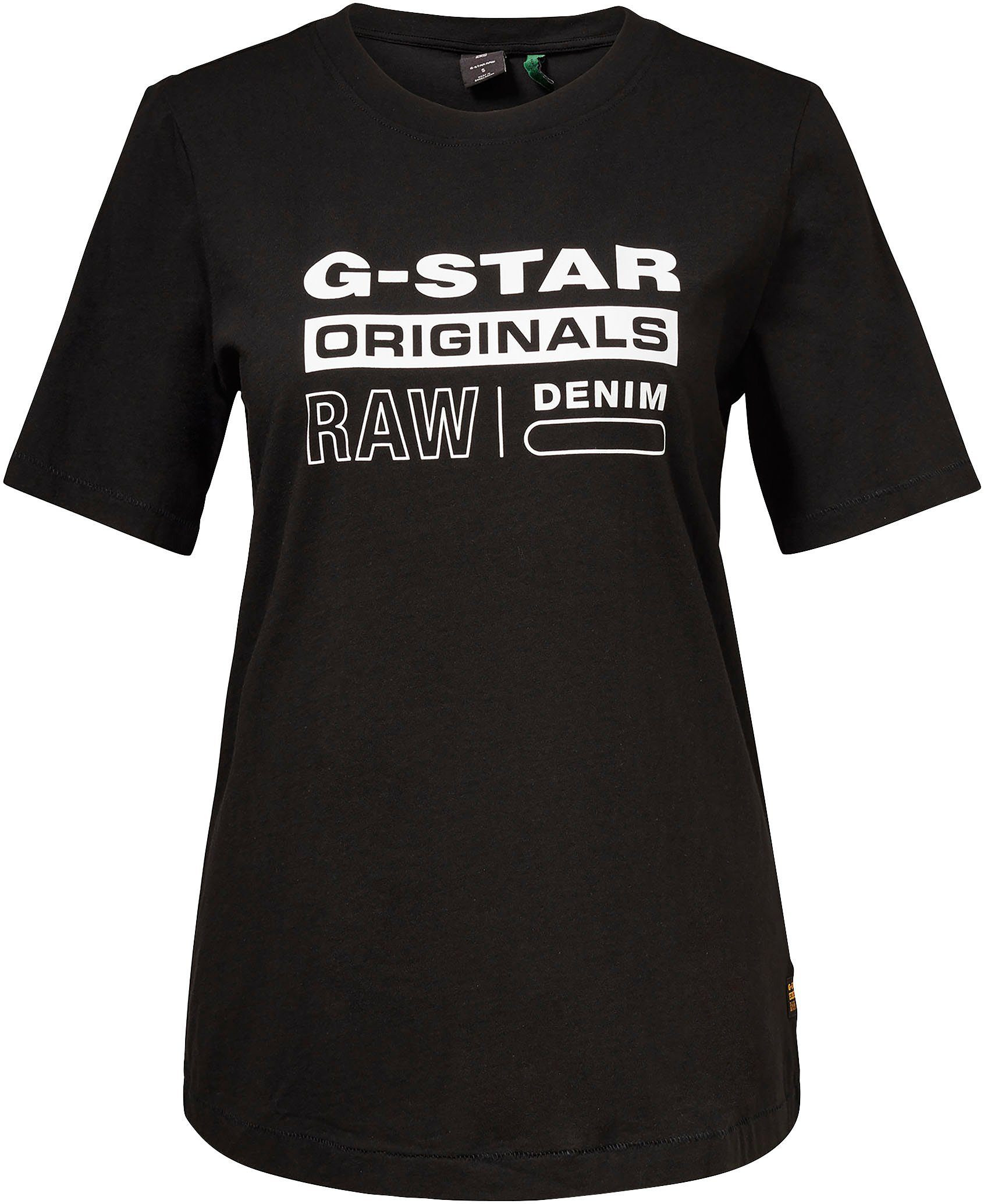 T-Shirt G-Star dark regular mit label Frontdruck RAW Originals black