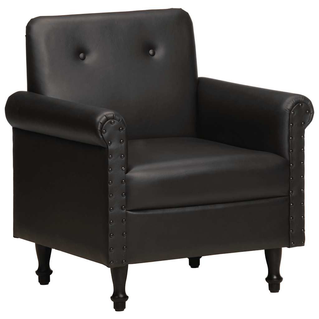 Sessel Luxuriöser Ledersessel 65 x 57 x 73 cm Schwarz