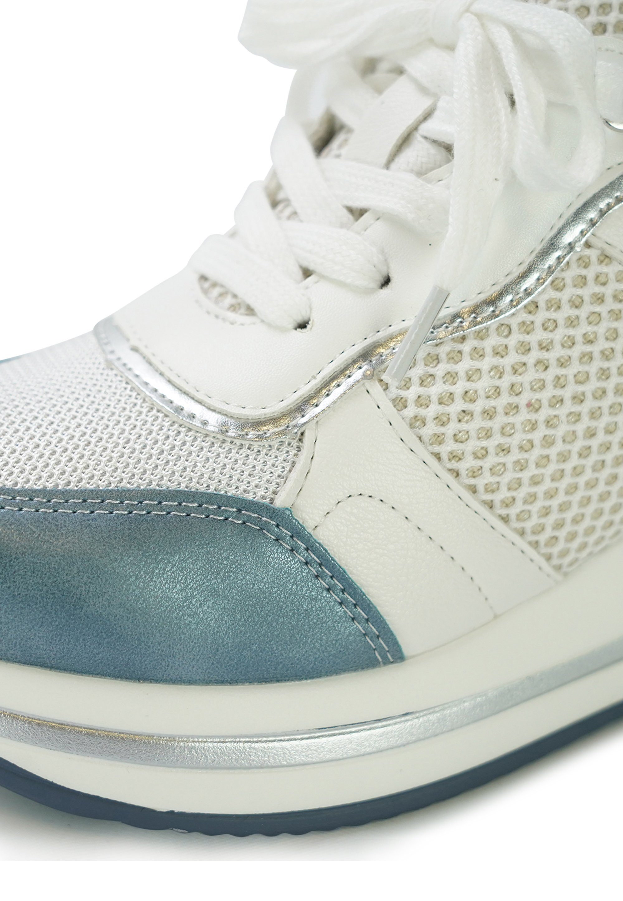 Schlangenmuster ausgefallenem silberfarben mit Glory blau, Lady VITA Sneaker