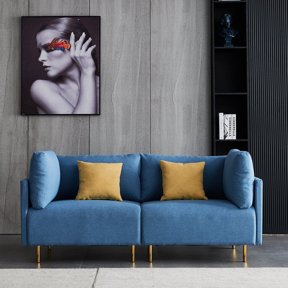 Fangqi 2-Sitzer Sofa Bequemes modernes Stoffsofa 188cm Grau/Blau/Beige