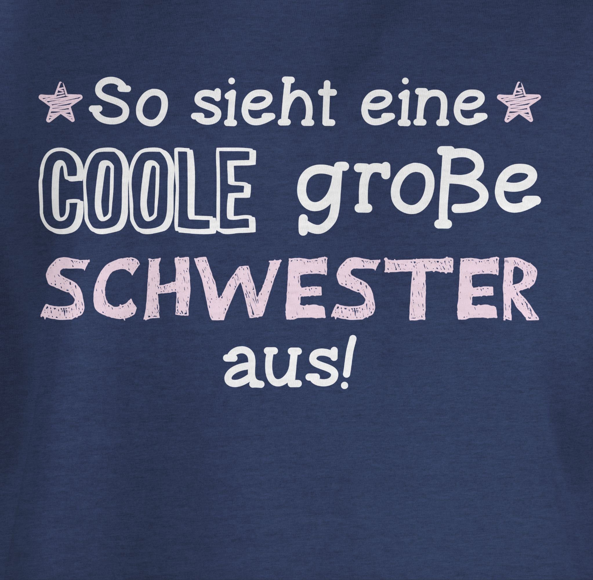 coole Meliert Shirtracer große Geschenk Schwester Geschwister 3 Schwester Dunkelblau T-Shirt weiß/rosa eine aus sieht So