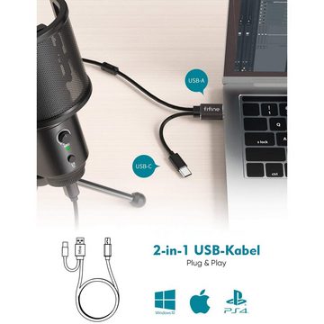 FIFINE Mikrofon USB Mikrofon Streaming mit Ständer Typ A/C Kondensator Mic