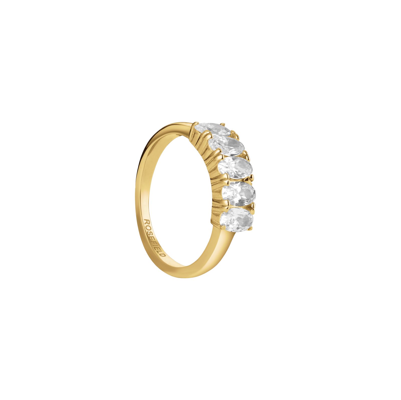 ROSEFIELD Fingerring ROSEFIELD Ring Fünf Ovale Kristalle Größe 52 Goldfarben