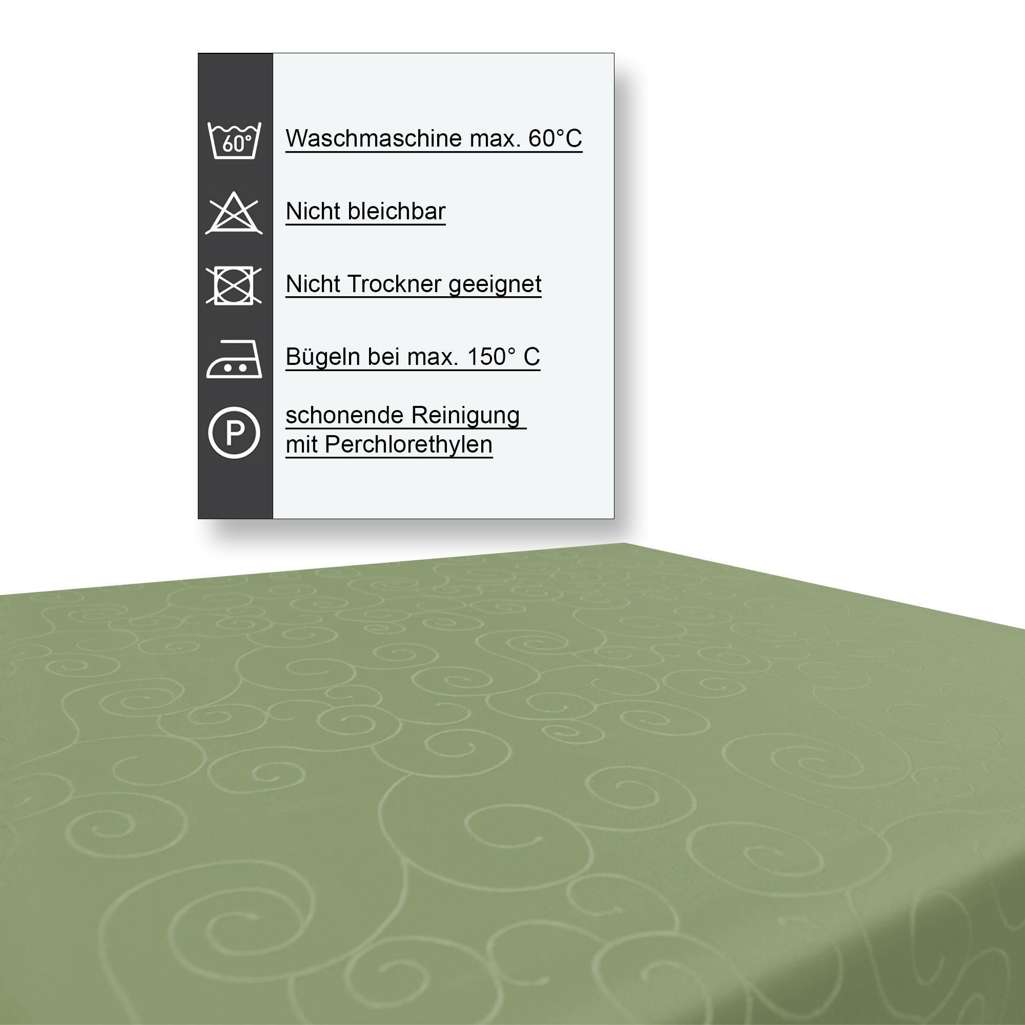 Haus und Deko Tischdecke Tischdecke Damast Ornamente eckig Circle Struktur bügelfrei pflegeleic (1-tlg) – Bild 4 von 5
