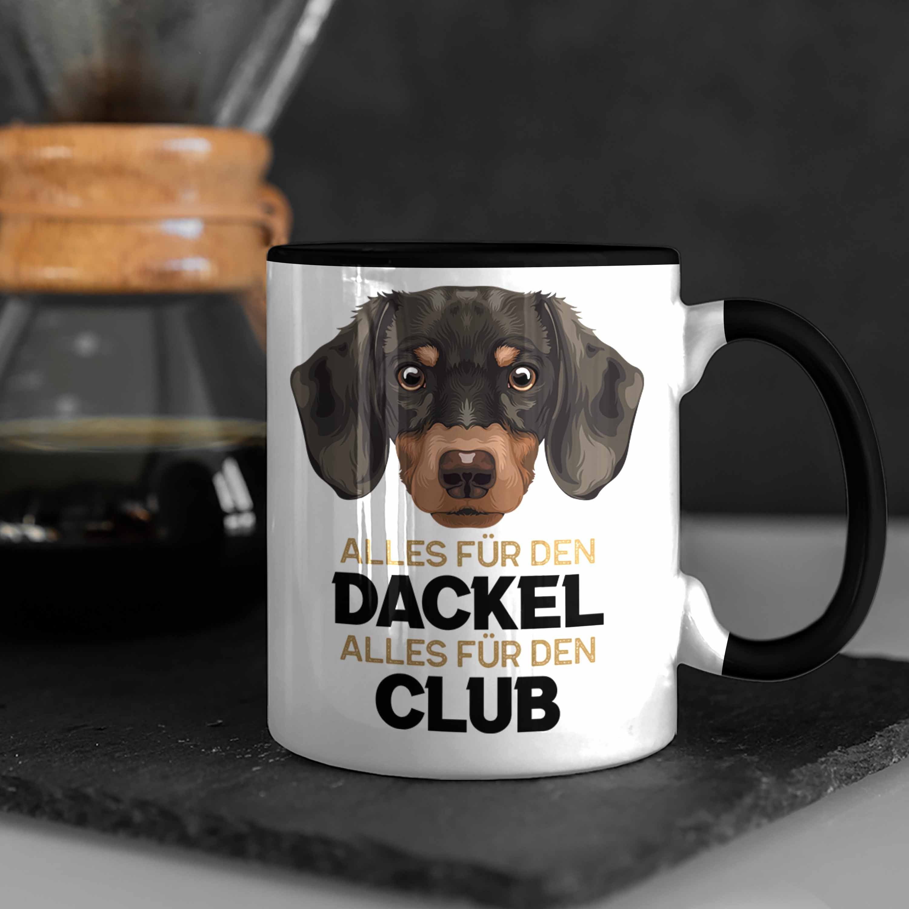 Schwarz Tasse Dackel-Besiterin Geschen für Geschenk Frauchen Trendation Grafik Tasse Dackel Mom