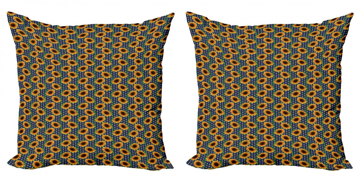 Kissenbezüge Modern Accent Doppelseitiger Digitaldruck, Abakuhaus (2 Stück), Orange Blue Sonnenblumen-Tupfen