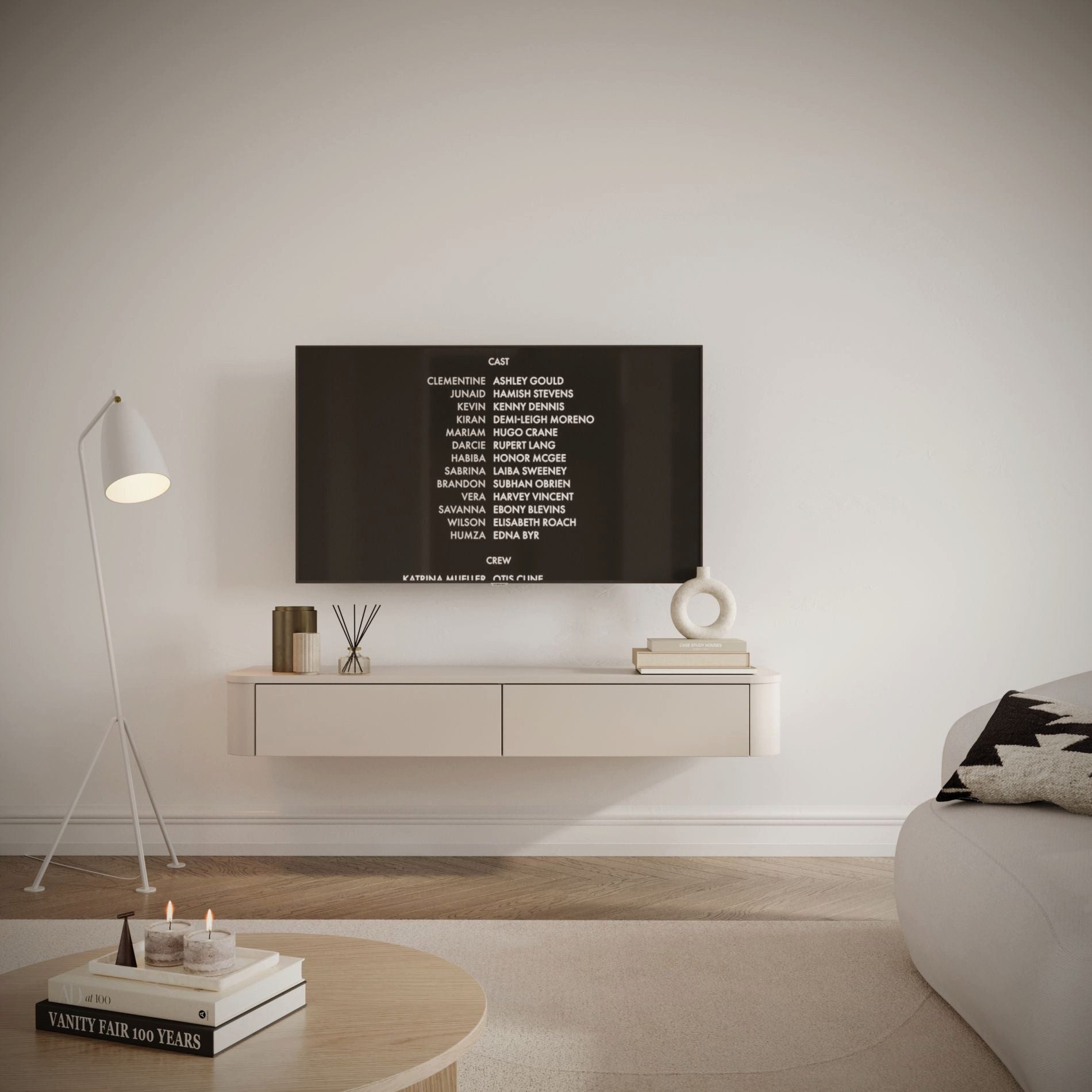 Selsey TV-Schrank LUVIO SLIM TV-Hängeboard 175/140 cm – Kaschmirgrau, 20 cm hoch, matt, grifflos