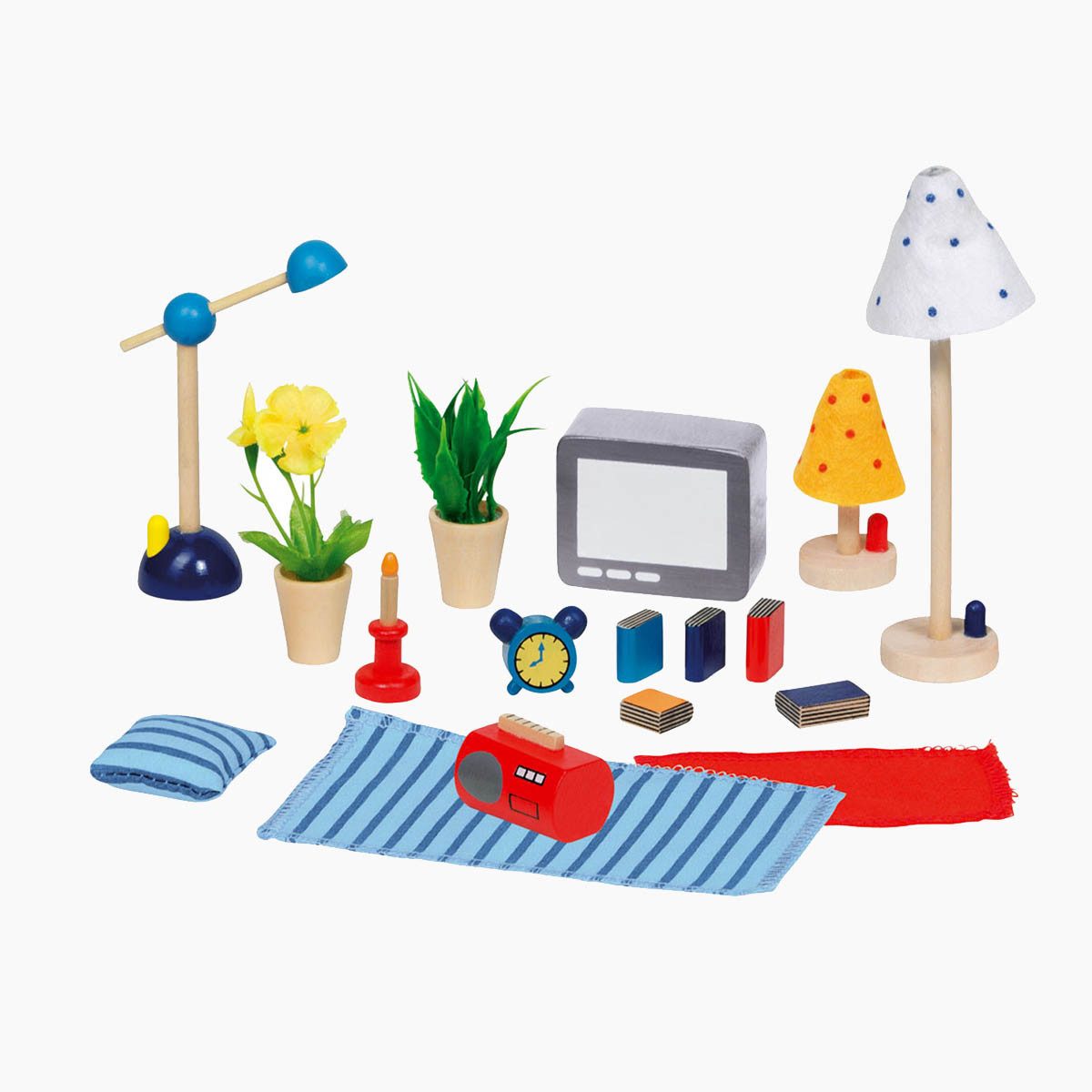 goki Puppenhausmöbel Accessoires Wohn- und Schlafzimmer (packung, 17tlg., set), 17-teilige Set aus hochwertigen Materialien – Bild 4 von 5