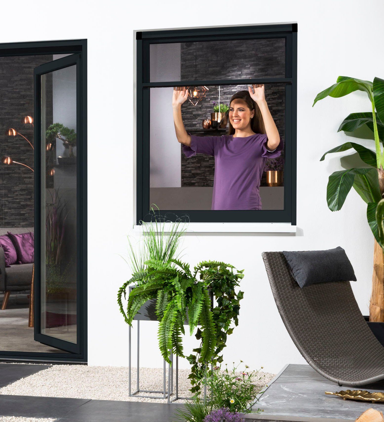 Insektenschutzrollo SMART, hecht international, transparent, verschraubt, für Fenster, kürzbar