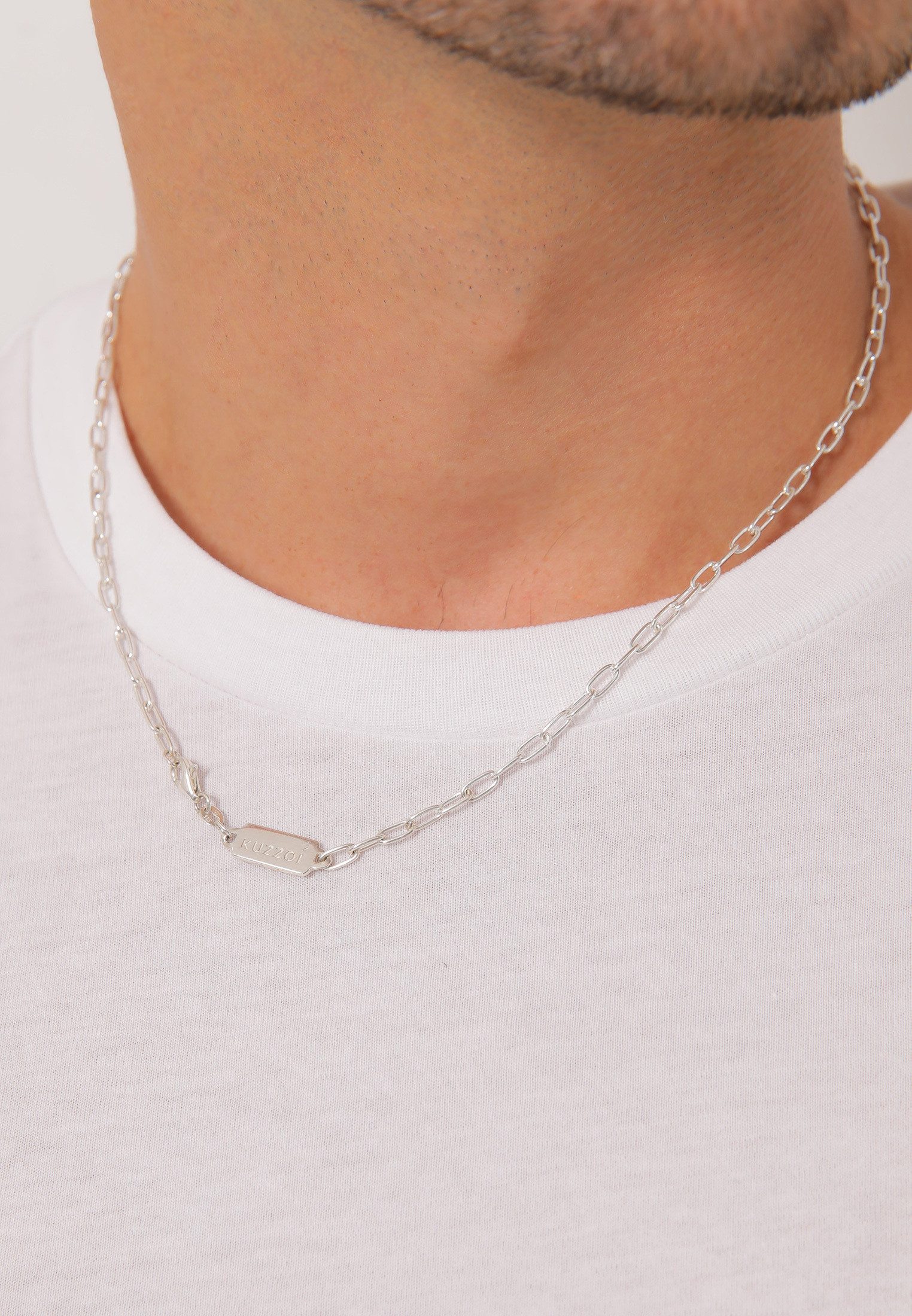 Kuzzoi Herren Gliederkette Oval Basic Fein 925 Silber