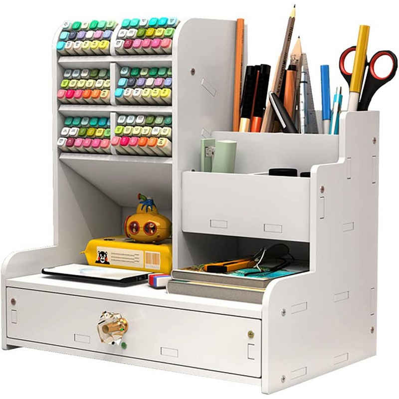 zggzerg Regal-Schreibtisch Weißer Schreibtisch-Organizer mit Schublade, DIY Bleistifthalter
